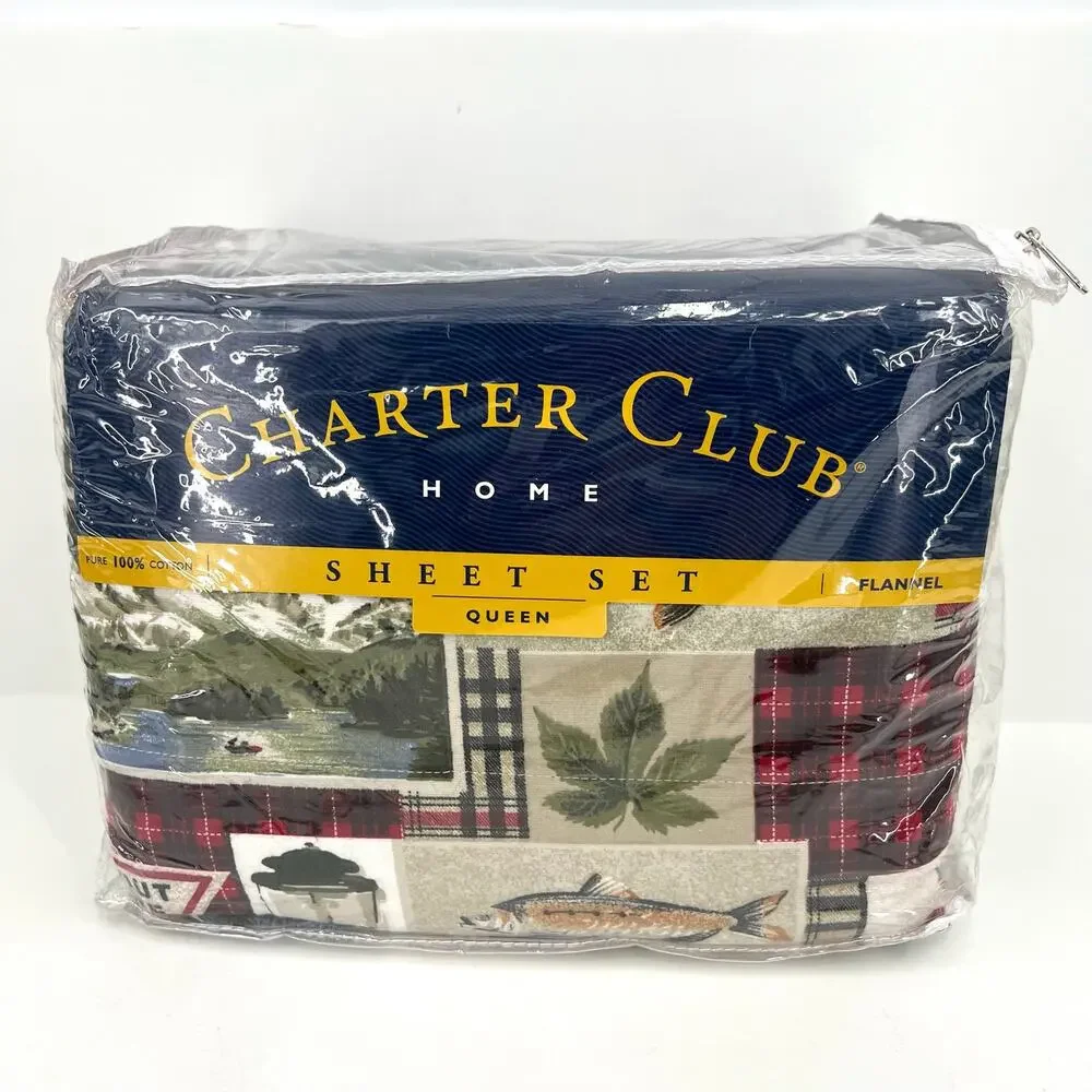 Charter Club Home cabin flannel sheet set
